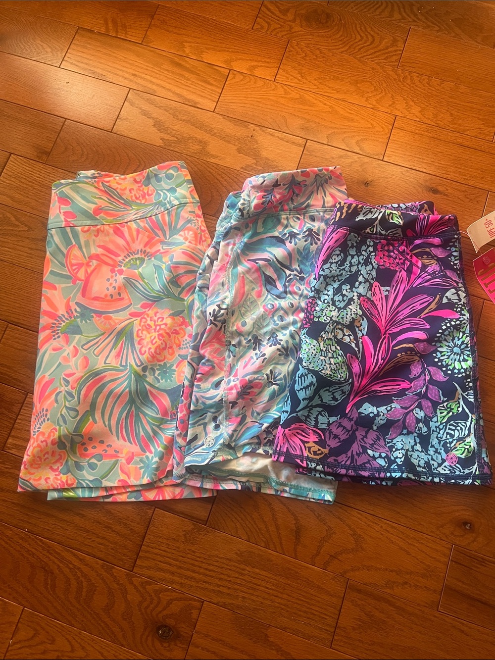 Lilly Pulitzer Trio of Floral Mini Skorts in Pink, Blue & Purple